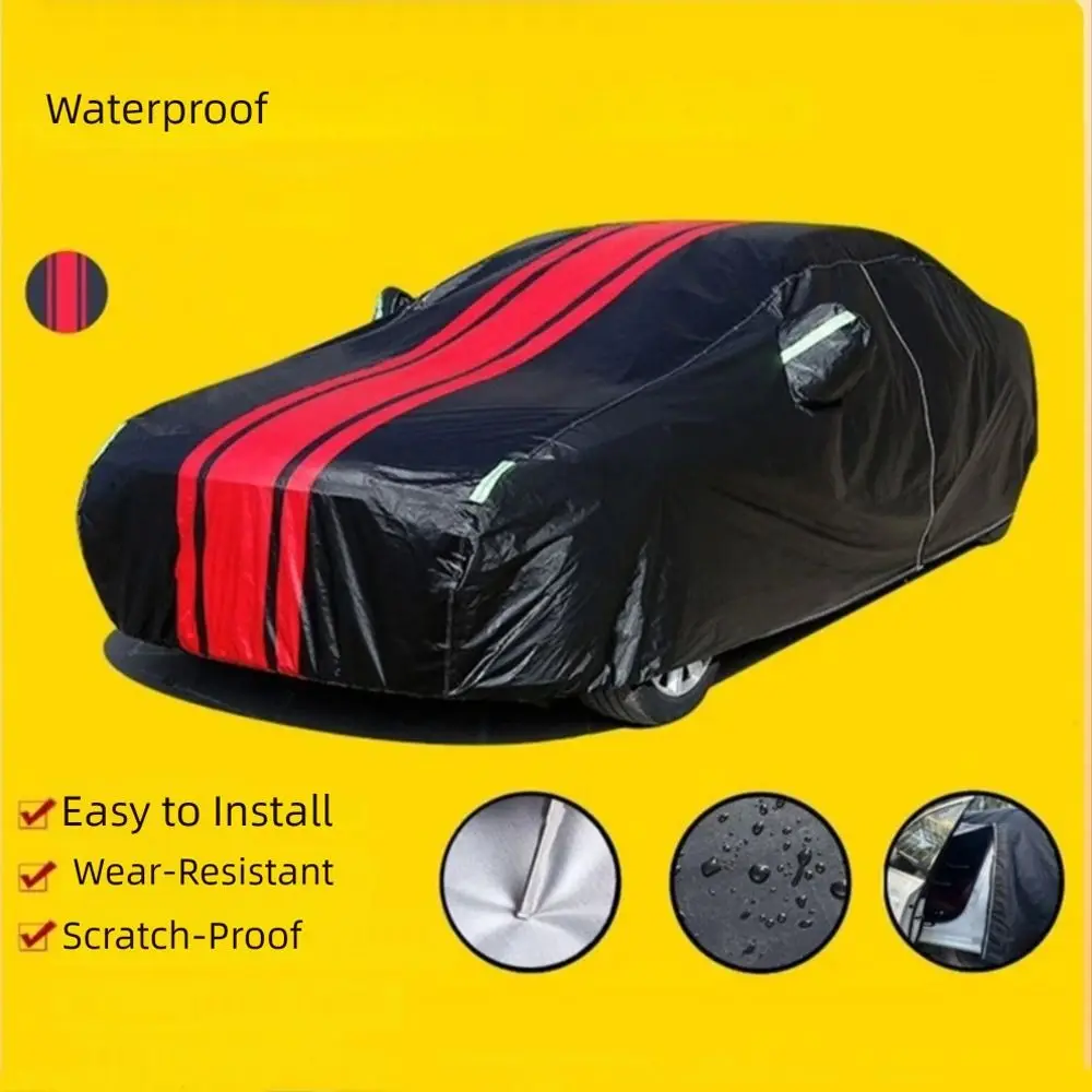 

Foldable Car Sunshade Cover Sunproof Waterproof Car Clothing with Reflective Stripe Dustproof Car Full Cover Car Accessories