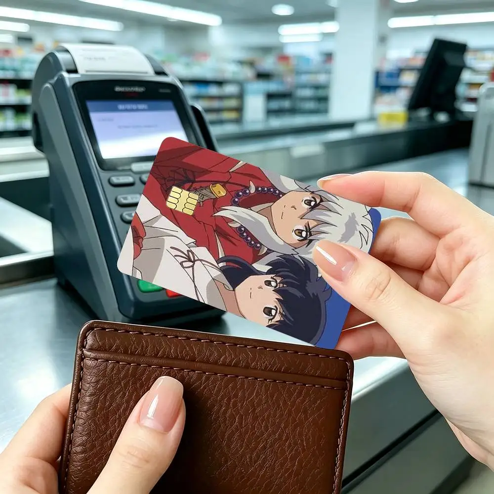 Anime I-Inuyasha  Credit Card HD Stickers Small Chip Waterproof Sticker Game Card Decal Gift