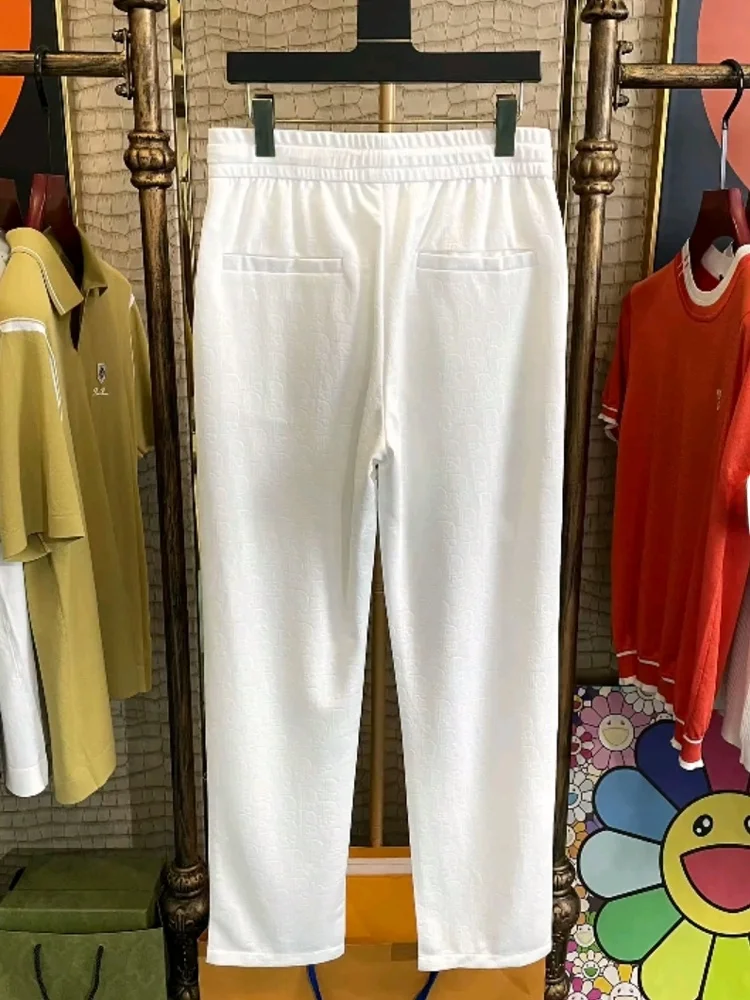 

High Quali Faionable Men's Casual Pants Spring Summer New Arrival Clean White Luxury Sle Slim Fit Antimicrobial