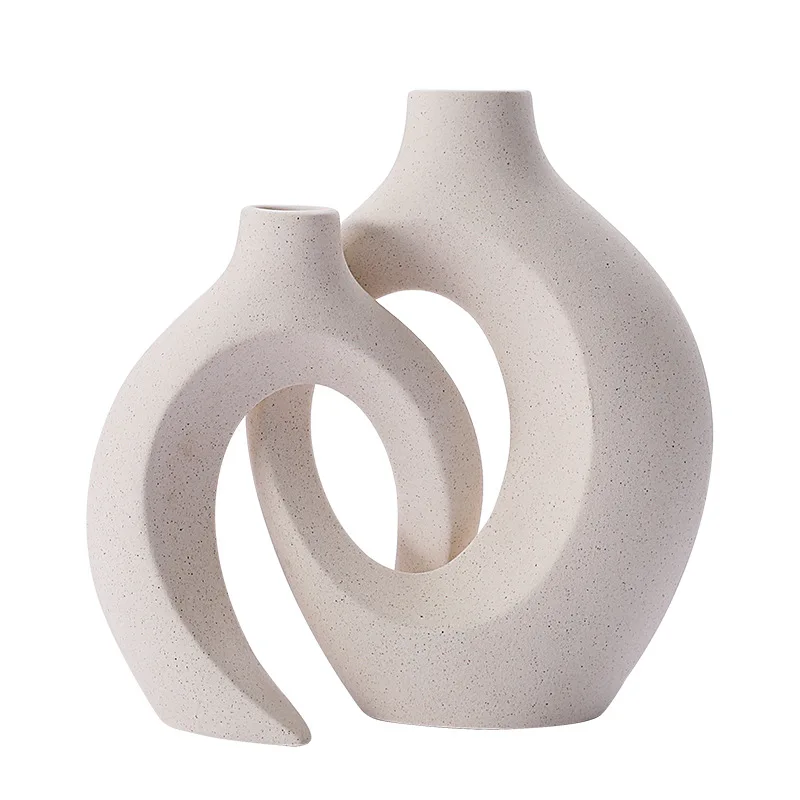 

European style ceramic white vase ins style creative flower arrangement flower ornaments simple high-end light luxury