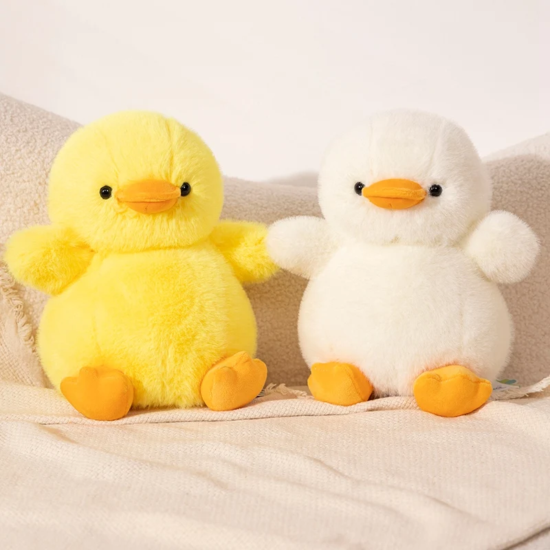 Juguetes de peluche de pato amarillo de simulación, almohada de ganso de dibujos animados de Animal de peluche suave, lindo pelo esponjoso, regalos de decoración de habitación Kawaii, 25-32cm, 1PC