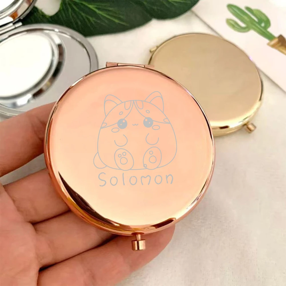 1pc Colorful Cute Cat Custom Name Makeup Mirror Pocket Mirror Mirror With Name Christening Souvenir