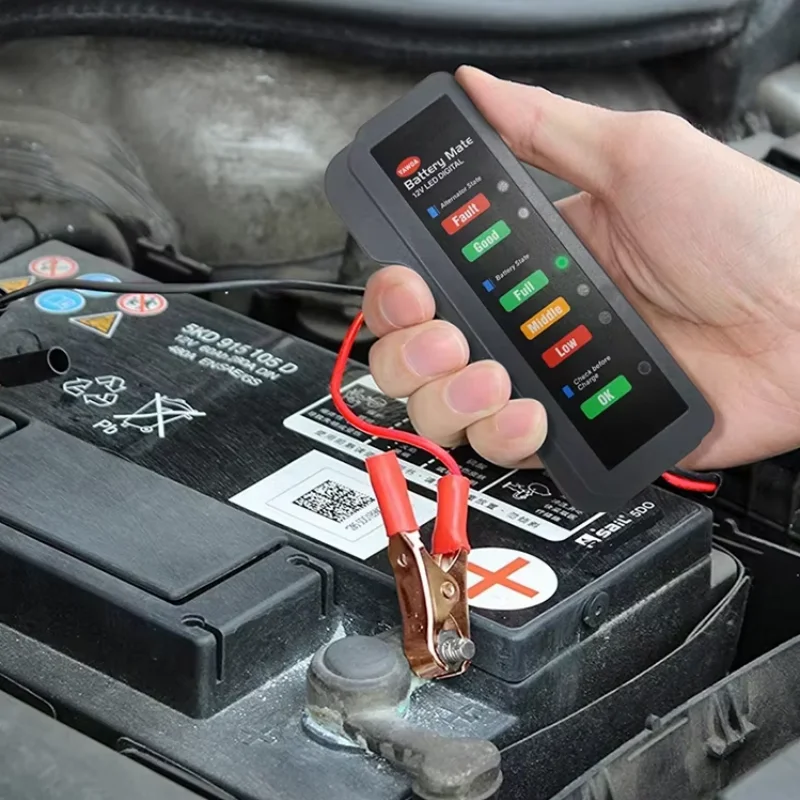 12V Car Battery Tester, Alternator Tester Automotive,Battery Checker, Analyzer to Check Alternator & Battery Charging System,LED