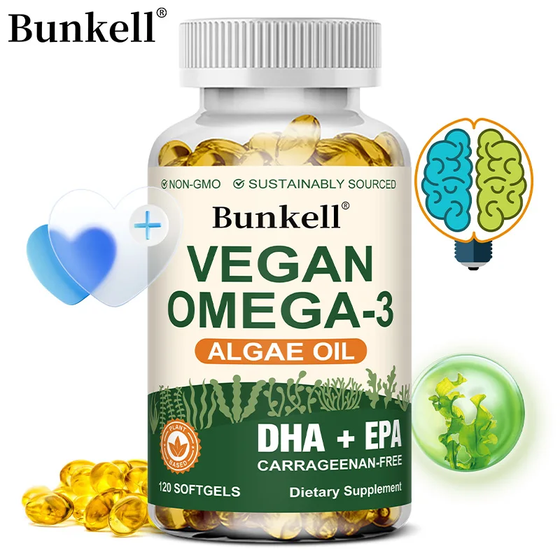 مكمل زيت الطحالب 1000 ملغ، يدعم صحة القلب والأوعية الدموية والرؤية، ومضاد للالتهابات ومضادات الأكسدة