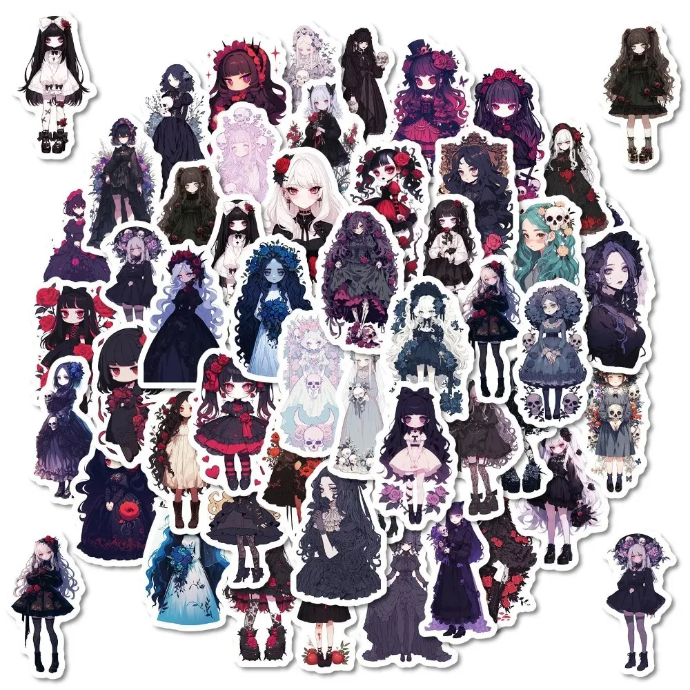 50pcs Aesthetic Gothic Lolita Stickers Graffiti Decorate Desktop Skateboards Bicycles Motorcycle Helmets Refrigerators Suitcases