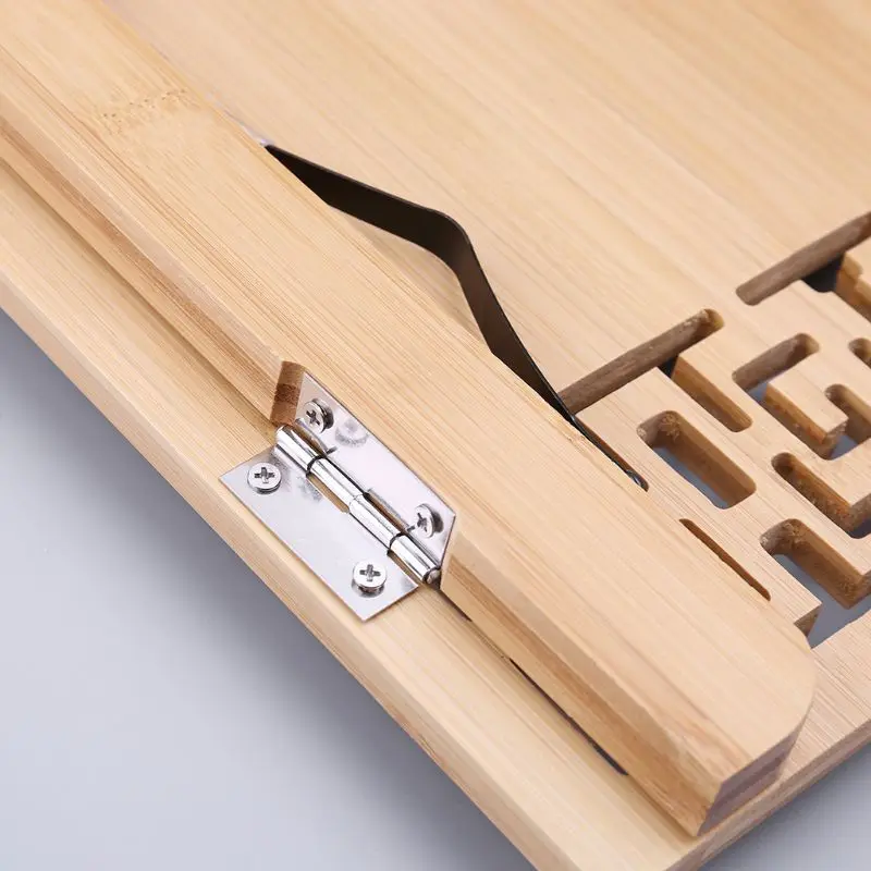 ไม้ไผ่ Hollow ปรับอ่านหนังสือผู้ถือถาดหน้ากระดาษคลิปพับได้ Tabl