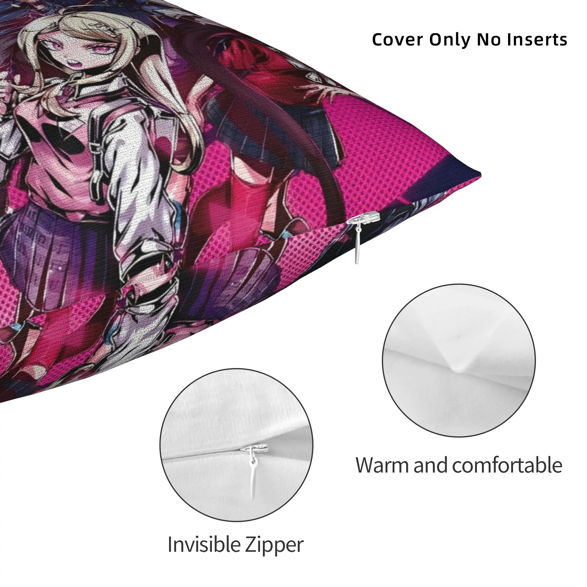 Danganronpa انمي ياباني سادات ميرش الطباعة غطاء الوسادة ديكور رمي كيس وسادة غطاء المنزل متعدد الحجم