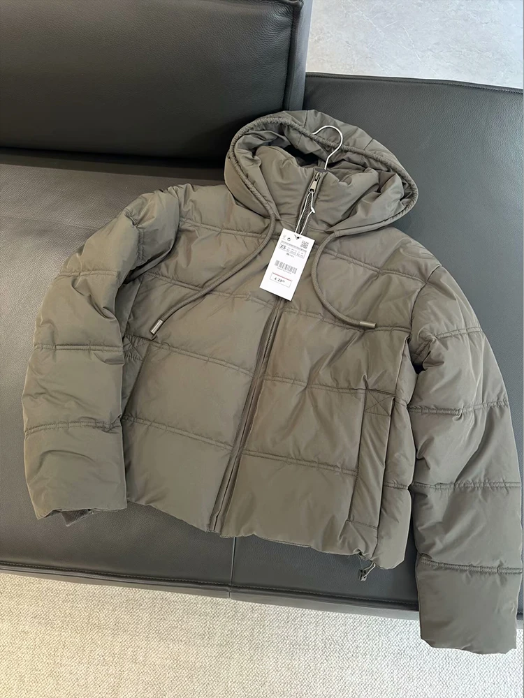 Veste à capuche simple et chaude pour femme, veste en coton à manches longues, poche zippée, tempérament polyvalent, nouveautés, automne et hiver 2024