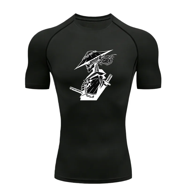 Skull Samurai 2026 Herren-Sport-T-Shirt, Training, Fitness, Kompression, schnell trocknend, kurzärmelig, Rashguard-Tops, T-Shirt für Herren