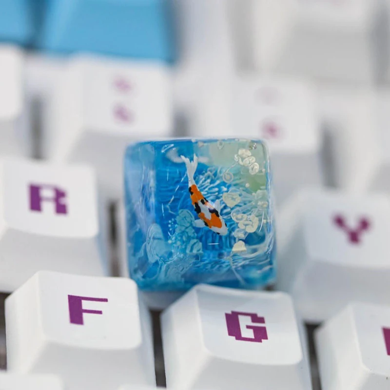 Organism Resin Keycap Creactive Art Keyboard Decoration Aquarium Fish Figure Theme 3D Landscape Replaceable Keyboard Keys