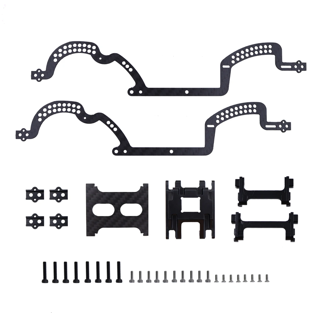 Carbon Fiber LCG Chassis Kit Frame Rails Braces Rock Sliders For 1/18 TRX4M RC Crawler Car Bronco/Defender DIY Upgrade Parts