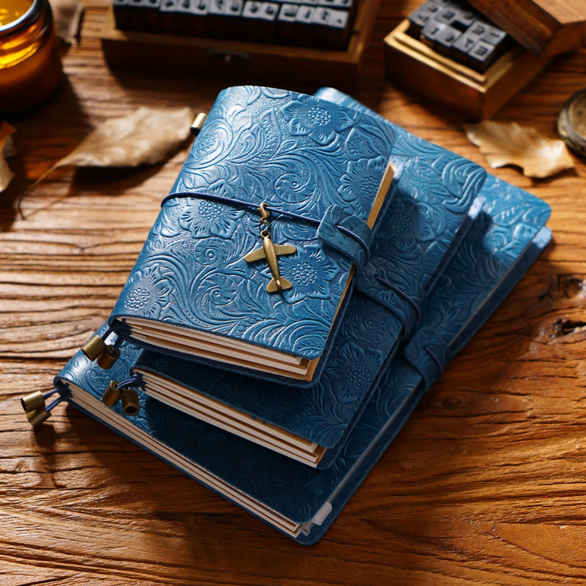Embossed Floral Genuine Leather Travelers Notebook, Refillable Vintage TN Journal, 4 Sizes Available, 192 Sheets Insert Paper