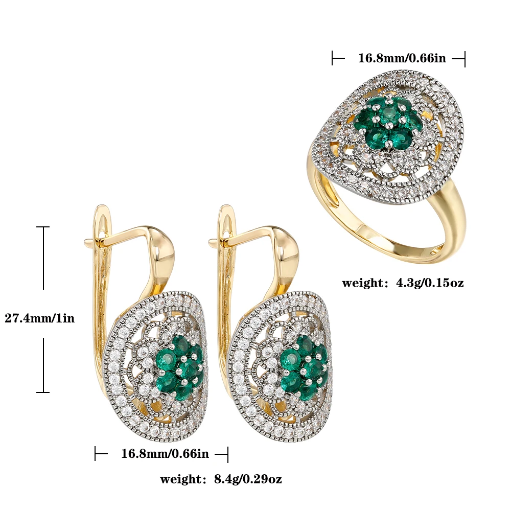 Tortoise Design Inlaid Zircon Earrings Ring Set Fashion Jewelry Wedding Party Festival Exquisite Two-color Three-piece Set