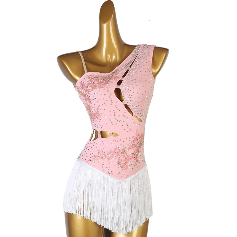 

Figure Skating Dress Women girl Ice Skating Dress Gymnastics Costume custom pink crystal rhinestone B199