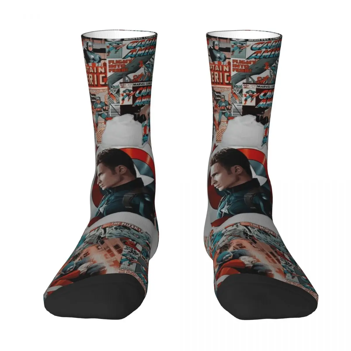 Captain American Socks Autumn Stockings Gothic Men's Medium Soft Socks Custom Running Sports Anti Skid Socks