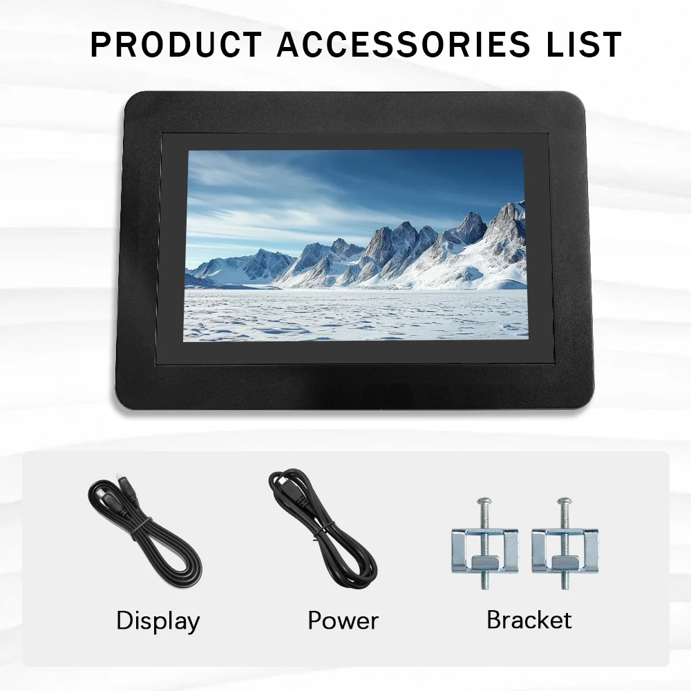 7-inch industrial instrument equipment with high-definition 1024x600 HDMI touch screen IPS panel metal shell, with VGA AV input