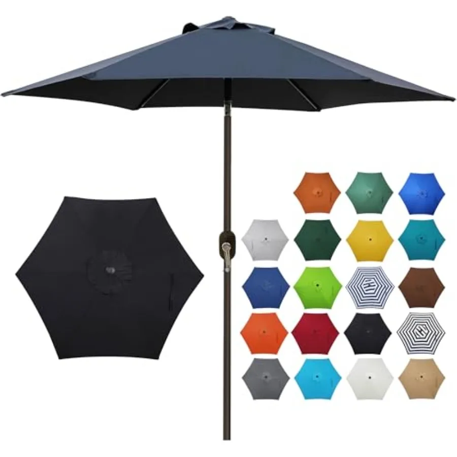 

7.5 ft Patio Umbrella, Yard Umbrella, Outdoor Market Umbrella with Push Button Tilt Crank Black