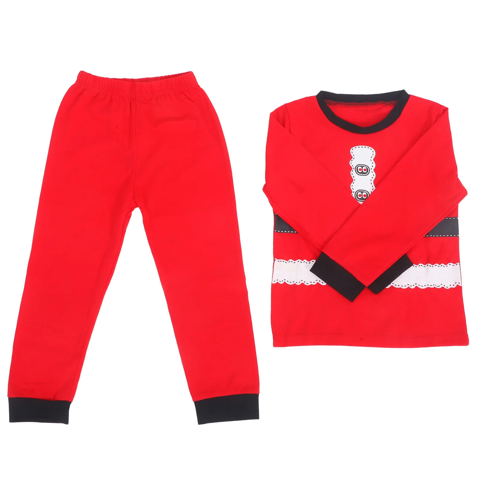 

1Set Kids Santa Claus Sleepwear Comfortable Soft Round Neck Autumn Xmas Costume for Children Role Play Leisure Wear
