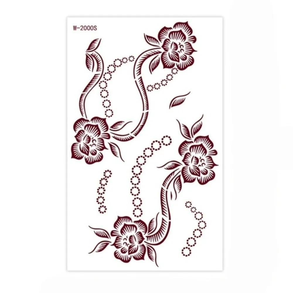 Red Mehndi Stickers Henna Tattoo Stickers Lace Fake Tattoo Wedding Tool Temporary Tattoo Waterproof India Flower