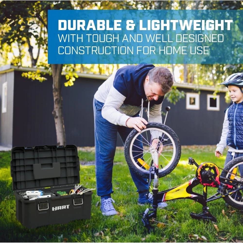 Durable 21 Inch Tool Box with Lift Out Tray Heavy Duty Latches Reinforced Hinges Home Garage DIY Storage System