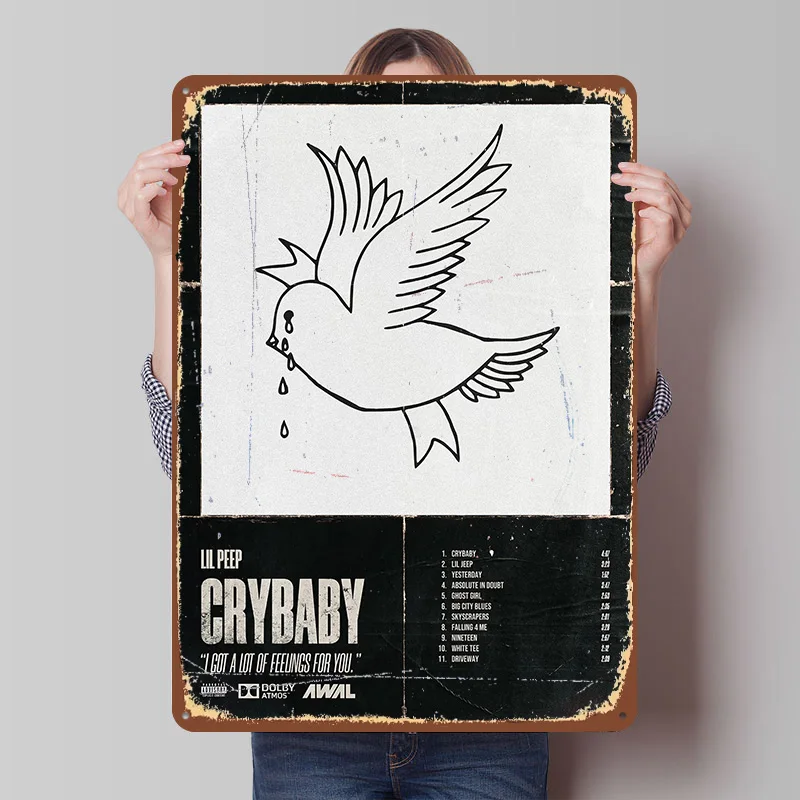 Lil Peep Poster Customized Wall Art Vintage Metal Signs Retro Tin Plaque for Man Cave Bedroom Decoration Room Accessories House