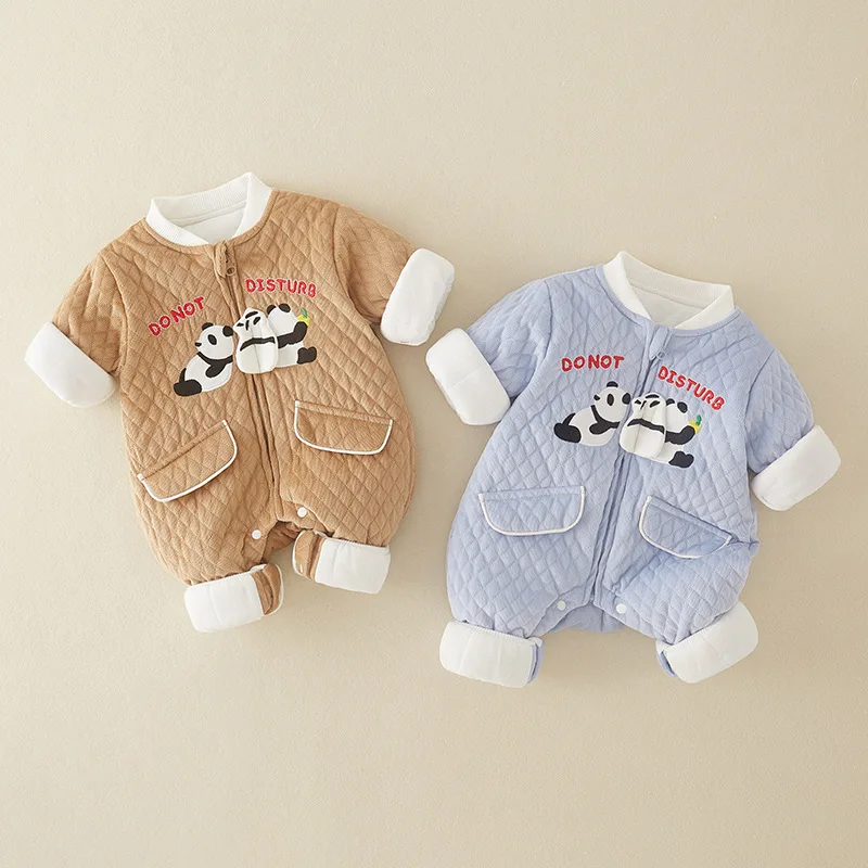 Newborn A-class Autumn and Winter Jumpsuit Cute Panda Baby Clothes Cold Resistant and Warm Clothes Rompers