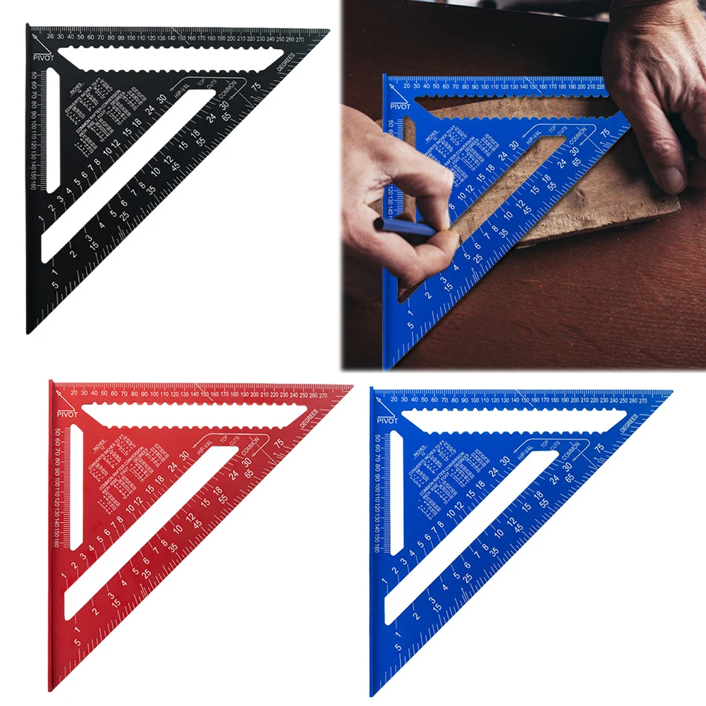 Regla triangular de 12 pulgadas, regla de ángulo métrico de aleación de aluminio, escuadra de medición de alta precisión para carpintería y carpintería