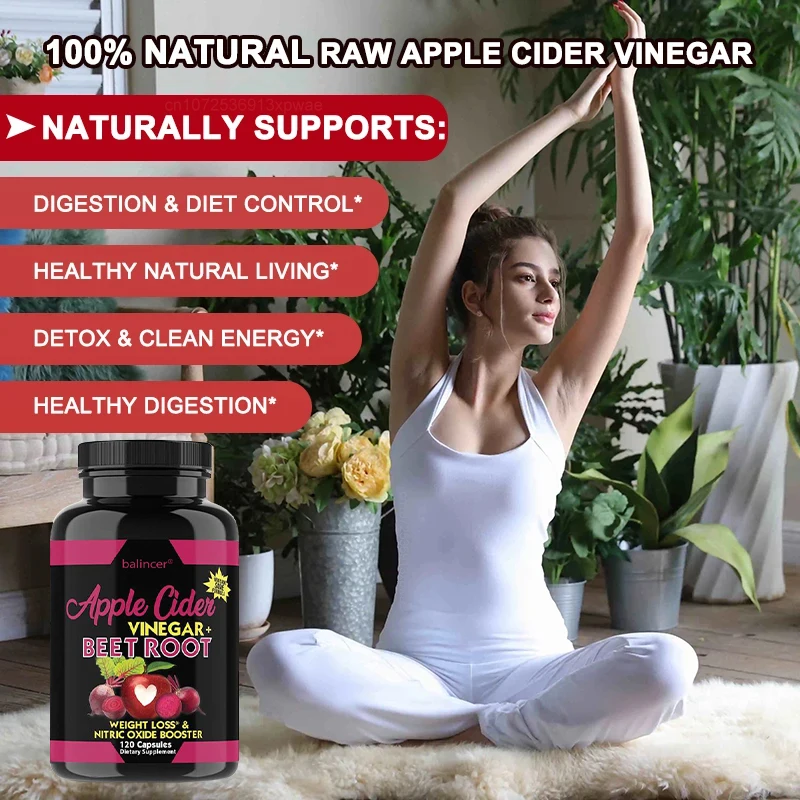 Balincer Apple Cider Vinegar + Beetroot Extract Capsules | Metabolism + Energy Support | Healthy Weight Loss, Diet, Digestion