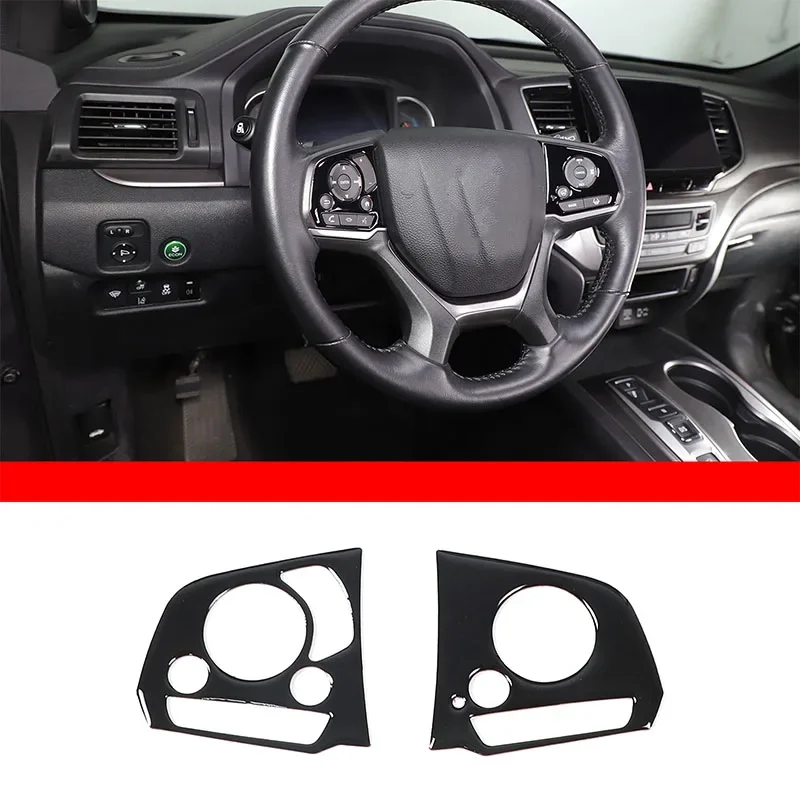 

For Honda Pilot/Passport 2019-2022 Car steering wheel button decorative frame sticker PVC sticker Auto Accessories 2 Pcs