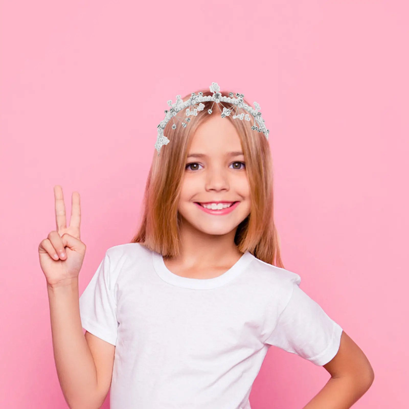

1 Piece Princess Headband for Girls Elegant Faux Pearl Floral Crown Hair Accessory Birthday Wedding Party Flower Girl Headpiece