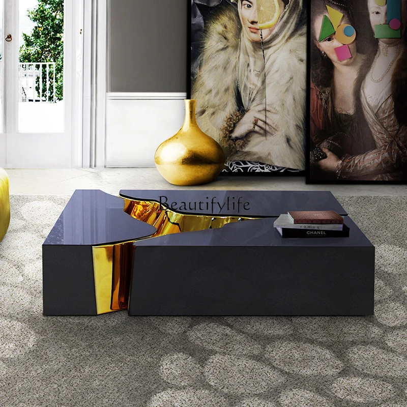 54-Villa hall coffee table light luxury stainless steel electroplating paint
