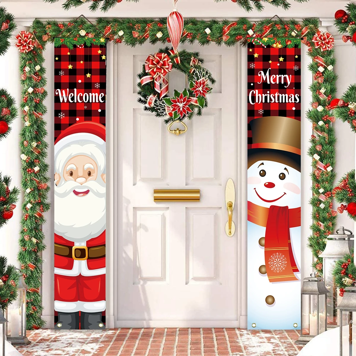 

Christmas Santa Claus Door Couplets Navidad Natal Noel Nutcracker Banner Merry Christmas Decorations For Home 2024 New Year 2025