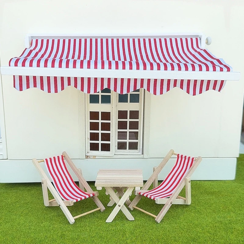 Auvent de Simulation pour maison de poupée, modèle de maison de poupée, balcon extérieur, pare-soleil, décoration de scène, jouets de jeu pour enfants, 1/12
