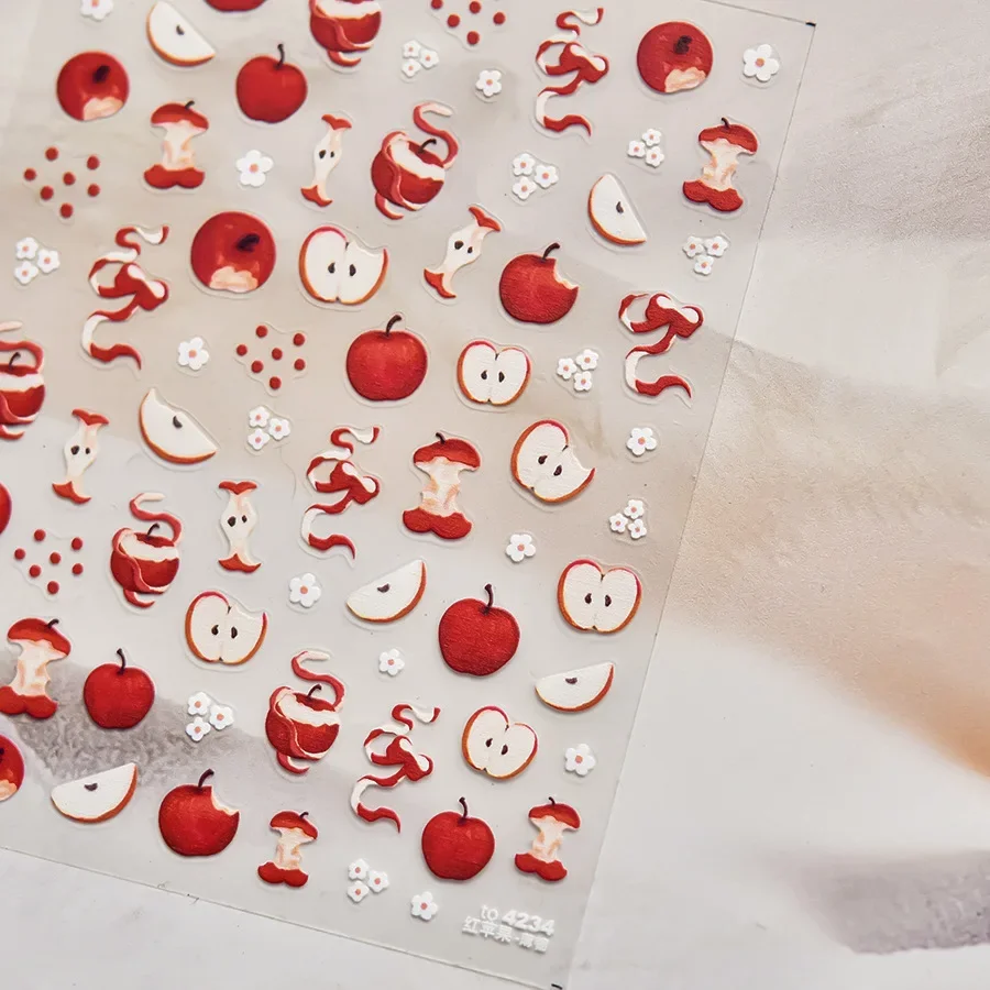 5D Pudding-Gelee-Dessert-Frucht-Kirsch-Rosa-Klauenabdruck-Schleifenknoten-Liebesherz-Sterne-Nagelkunst-Aufkleber, selbstklebende Maniküre-Dekoration – Detail 30