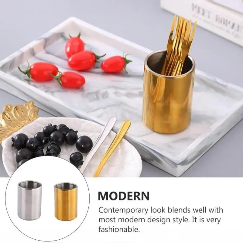 Stainless Steel Durable Fruit Fork Holder Multifunctional Toothpick Box For Dining Table
