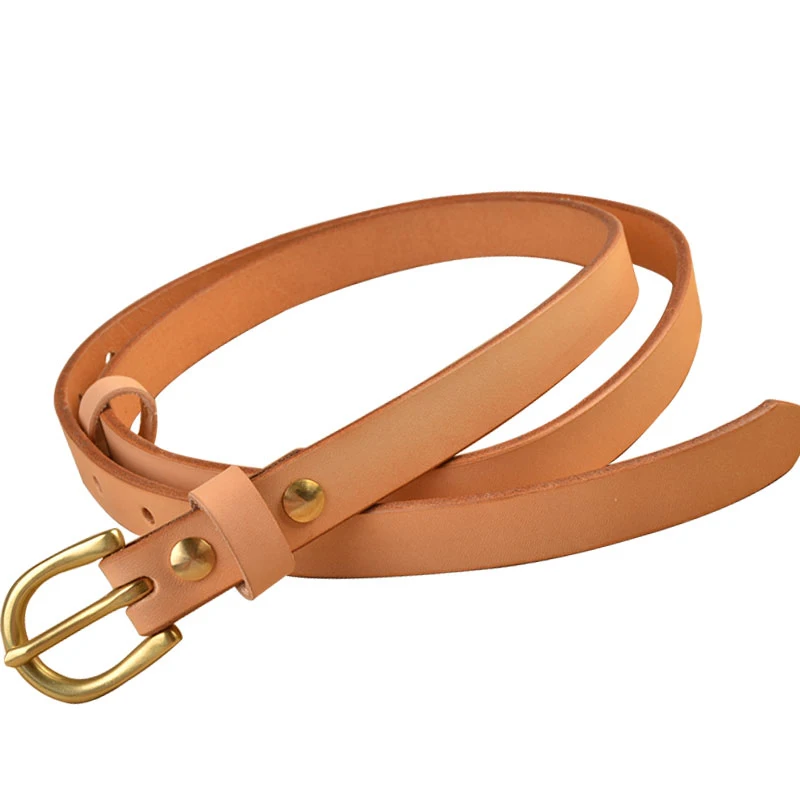 1.9 Cm Vegetable Tanned Cowhide Leather Women Belt