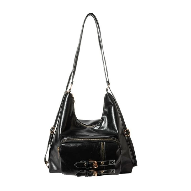 

E8FB Fashion PU Leather Shoulder Bag for Women Casual Backpack Crossbody Purse