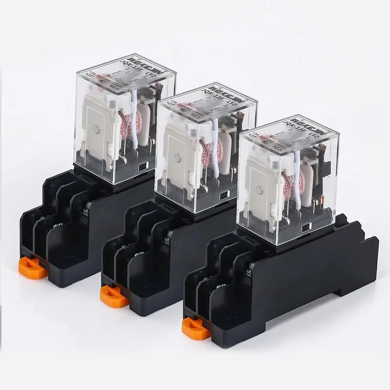 5PCS High Power Micro Intermediate Electromagnetic Relay With Socket Base AC 220V DC 12V 24V HH52P HH53P HH54P HH62P HH63P HH64P