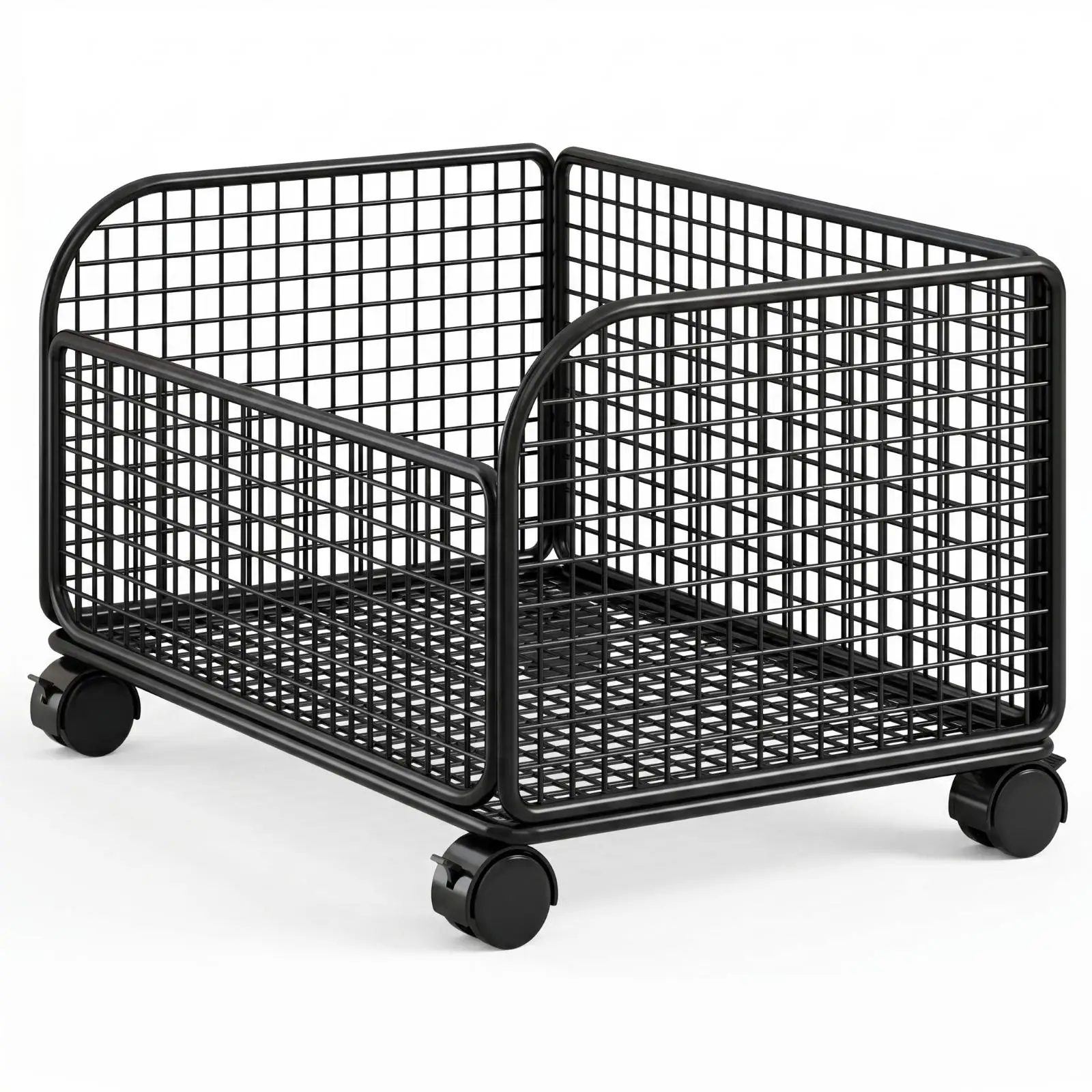 Mobile Mesh Book Cart with 360 Wheel Brake for Student Dorm Organization