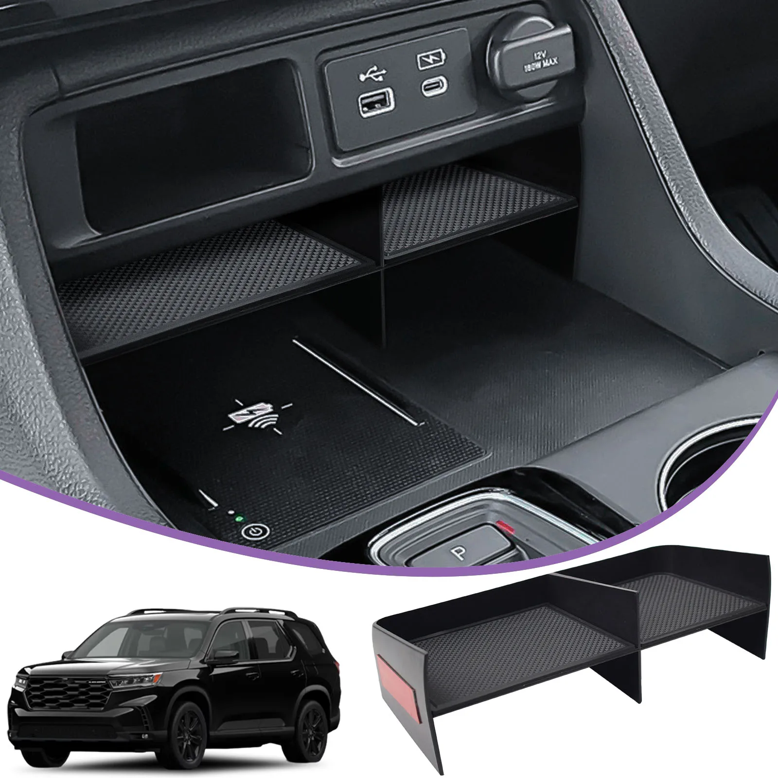 

HGWEI Middle Center Console Tray Organizer for Honda Pilot 2023 2024 2025/Passport 2026 Armrest Storage Box Interior Accessories