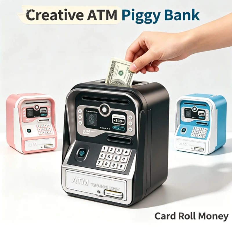 Creative ATM Password Piggy Bank Card Roll Money Combination Lock Money Kids Toy Holiday Gift Learning to Save Financial Holiday