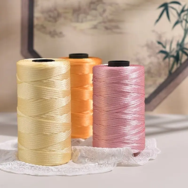 

1Pcs 250g mercerized cotton twine flat belt thread hand knitted bag hat seat cushion thick wool thread bright silk thread