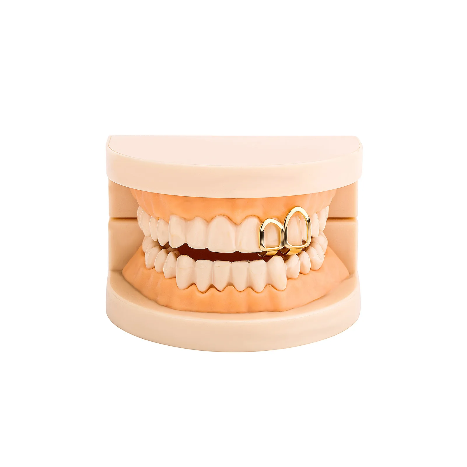 2Pcs Double-Cutout Dental Ornaments Hip-Hop Style for Stage Nightclub Party Decorations Fashionable Accessory
