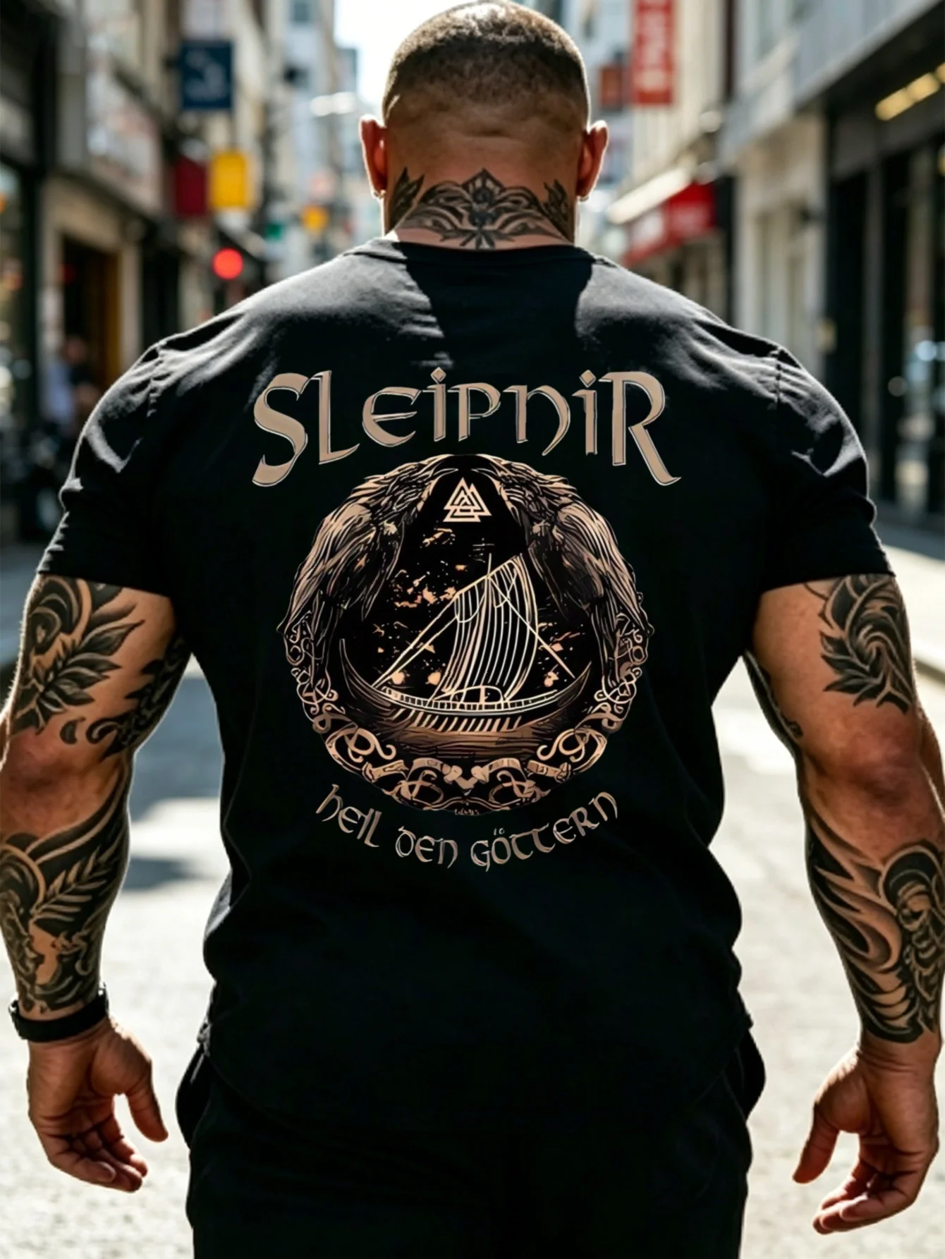 New men's short-sleeve T-shirt, loose-fitting and tailored with printed designs, versatile basic crew-neck top suitable for spri