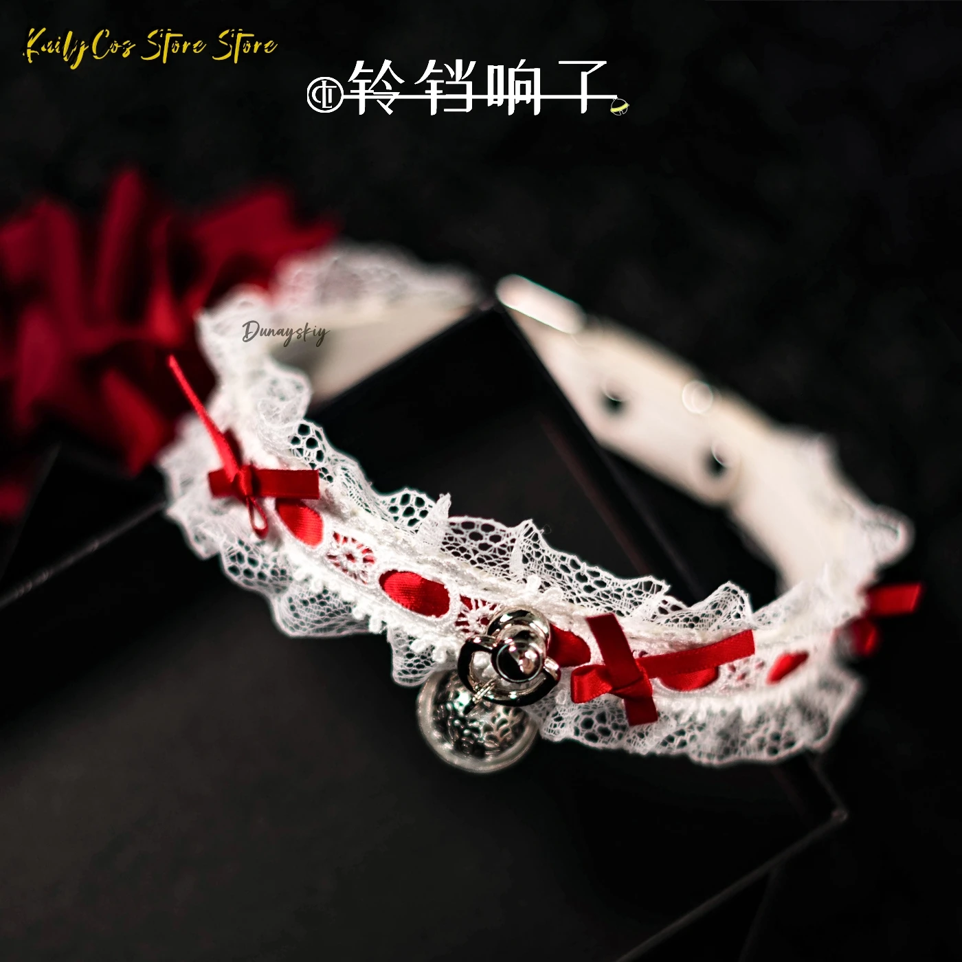 

Decoration Men's And Women's Servant Leather Necklace Lolita Lace Choker Bow Collar Lolita Cosplay Costume 33-40CM