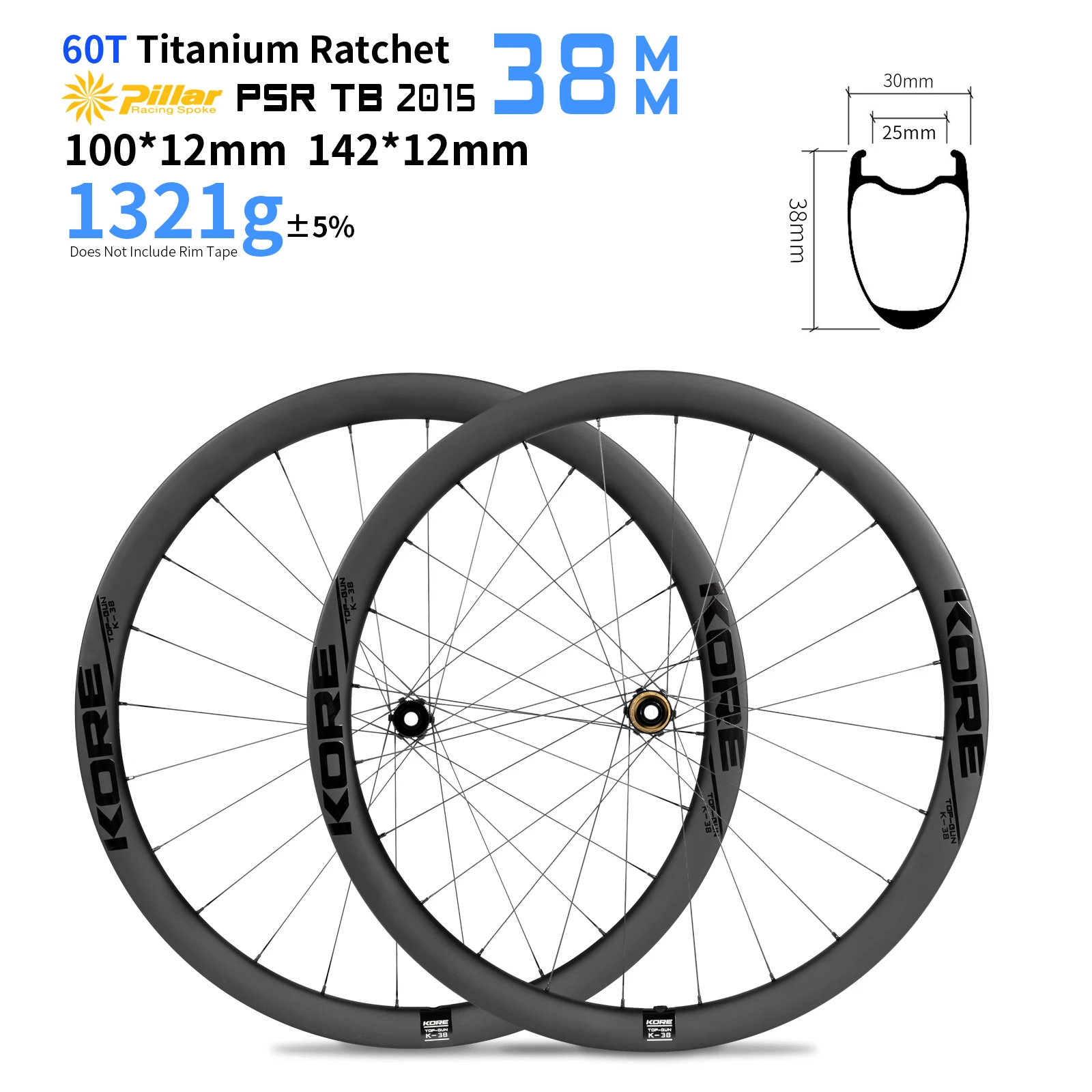 KORE Rennrad Laufradsatz 60T Titan Ratschennabe 38/45/50/60MM 700C T1000 Carbon Straße 24H Säule 2015 Straßenrennen Laufradsatz
