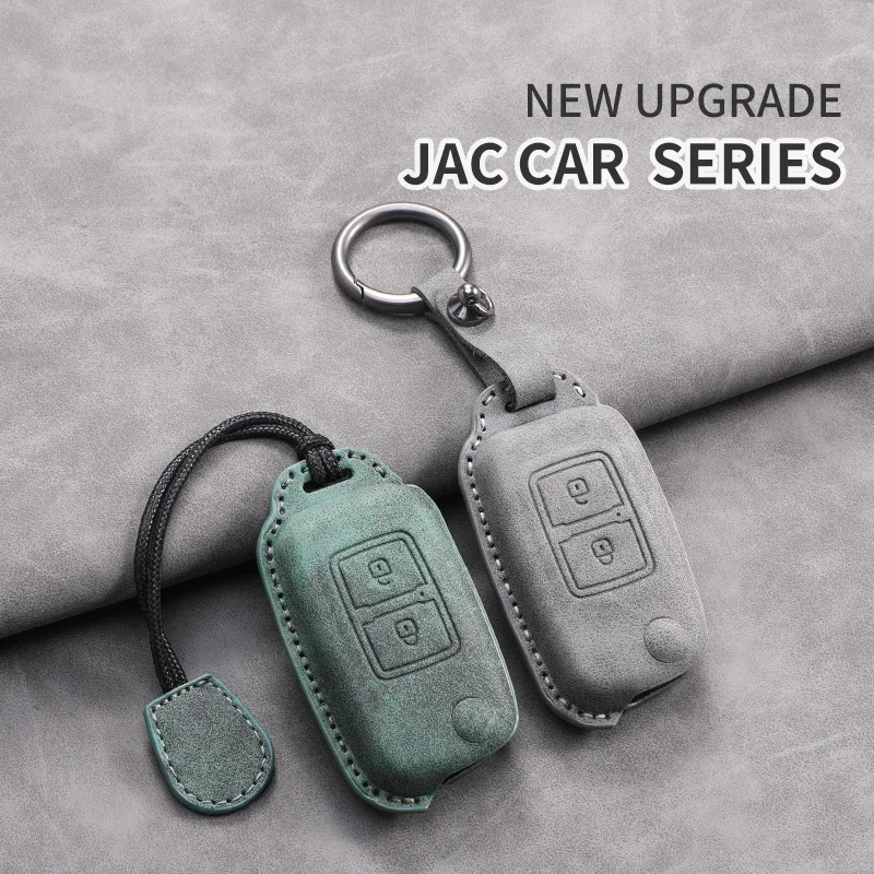 Leather Flip 2 Button Car Key Cover Car Key Case For JAC JS2 S2 S3 S5 S7 T40 T50 Sei 3 A5 R3 V6 V5 V3 H330 J3 J5 J6 K6I H3 H5 H6