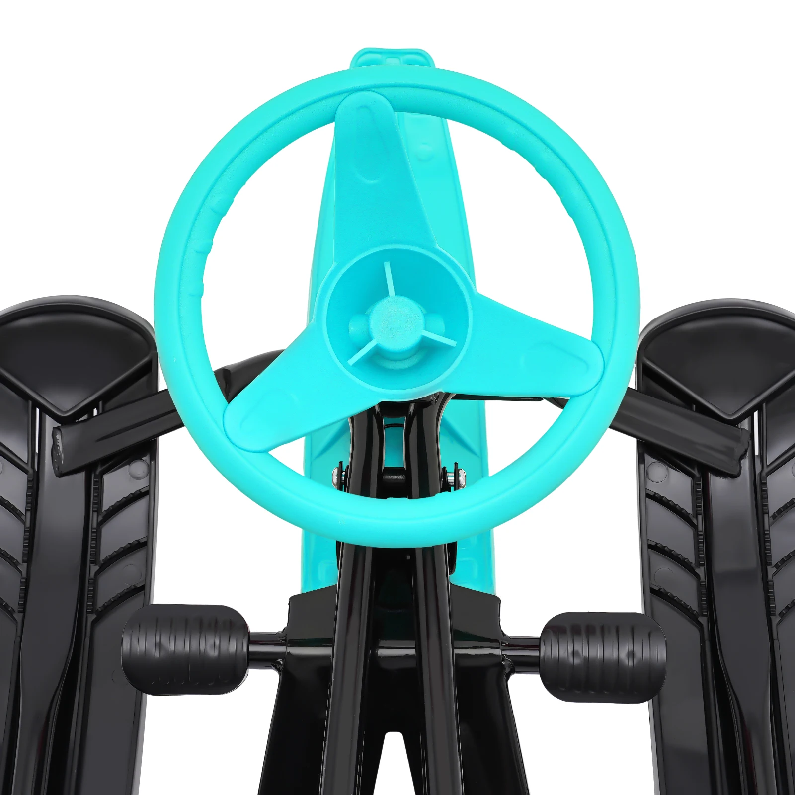 Heavy Duty Snow Racer Sled for Kids, Ski Sled Slider Board W/ Steering Wheel Twin Brakes