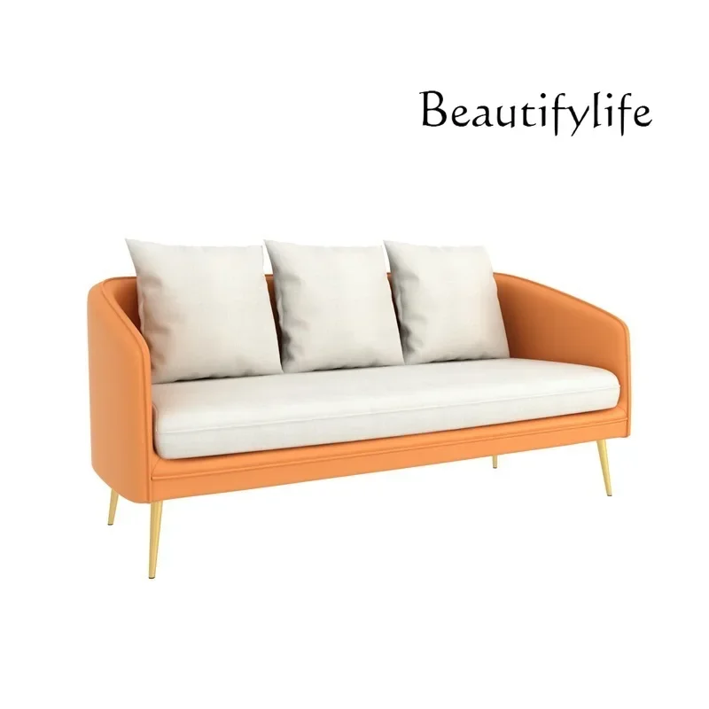 

Nordic light luxury single leather sofa, beauty salon reception negotiation sofa, casual and simple