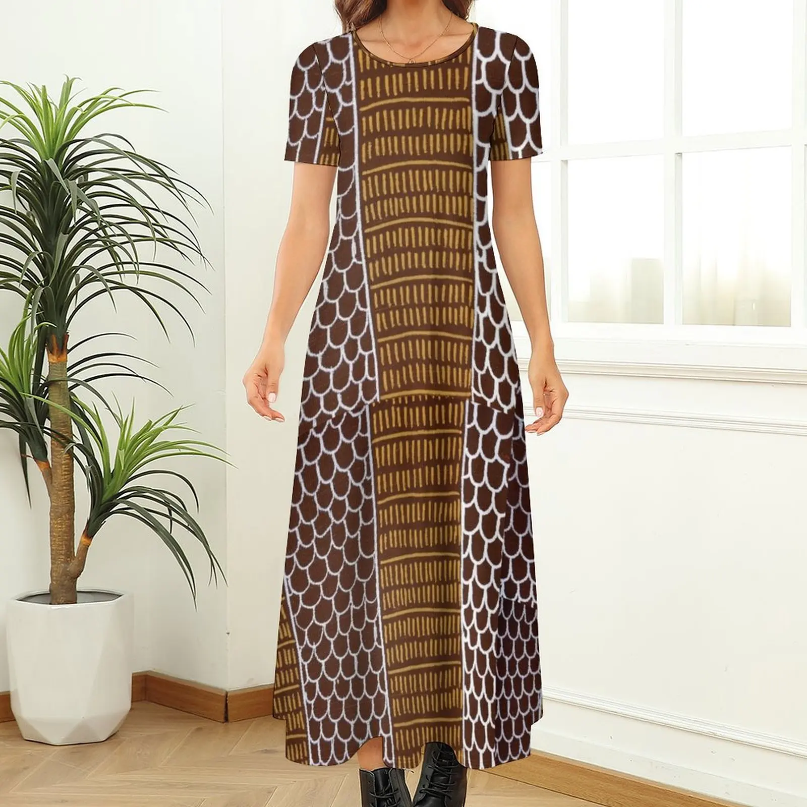 Robe à Manches Courtes et Col Rond pour Femme, Ensemble Élégant à la Mode